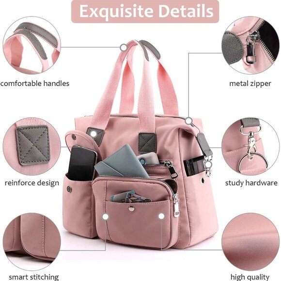 Women Utility Tote Bag Teacher Purses and Handbags for Nurse Waterproof Nylon Mu - Picture 5 of 6